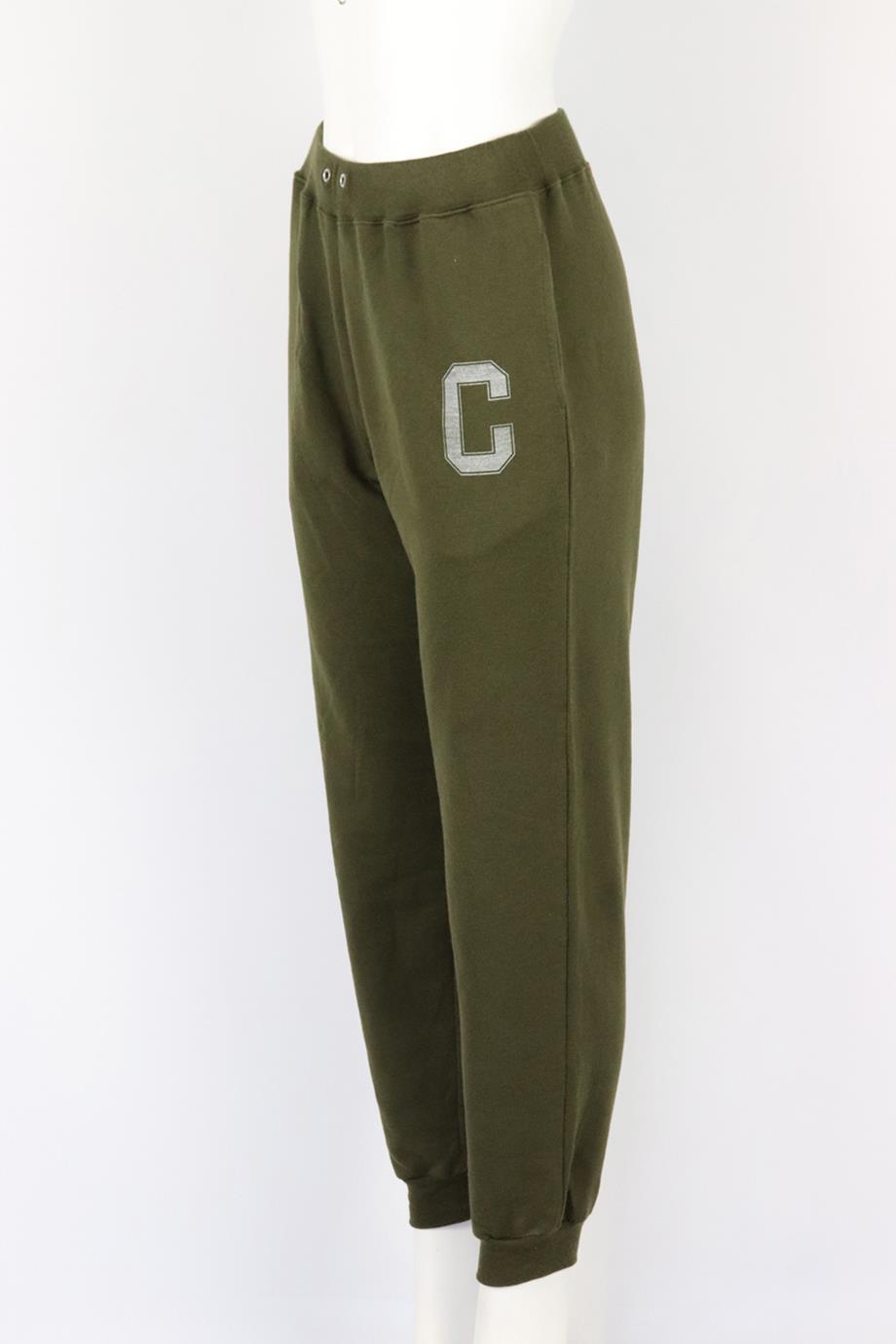 CELINE LOGO DETAILED COTTON TERRY TRACK PANTS SMALL