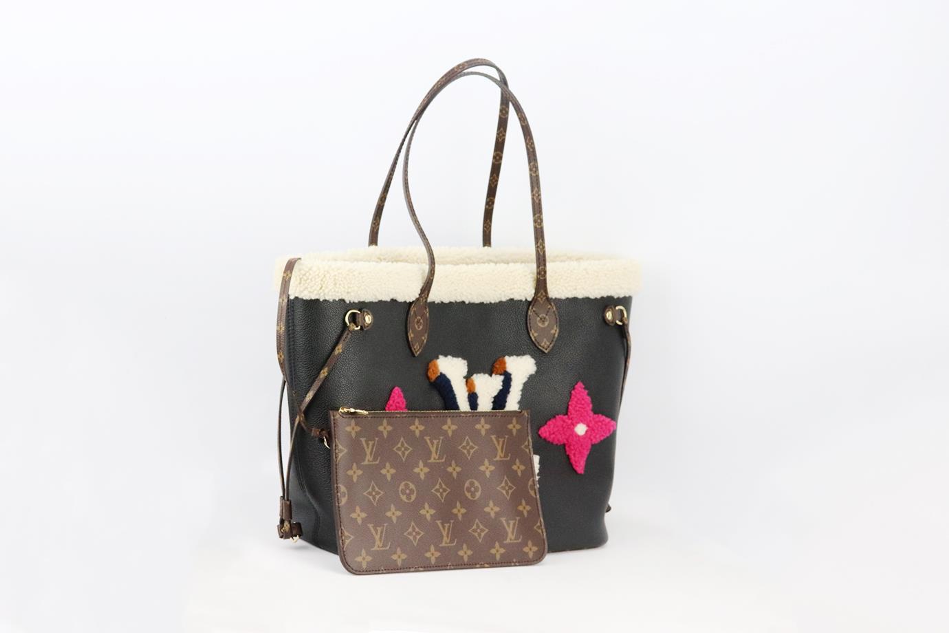 LOUIS VUITTON 2020 NEVERFULL MM MONOGRAM SHEARLING AND LEATHER BAG