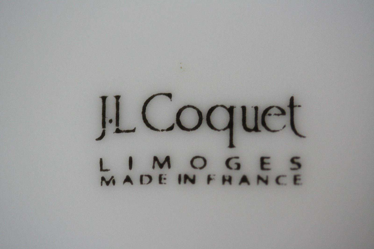 MONOGRAMMED J L COQUET LIMOGES PORCELAIN PLATE X 10