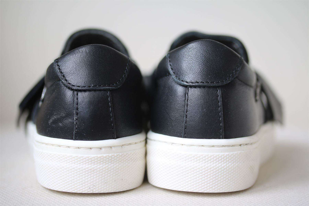 SIMONETTA GIRLS BLACK LEATHER SLIP-ON SHOES EU 26 UK 8.5