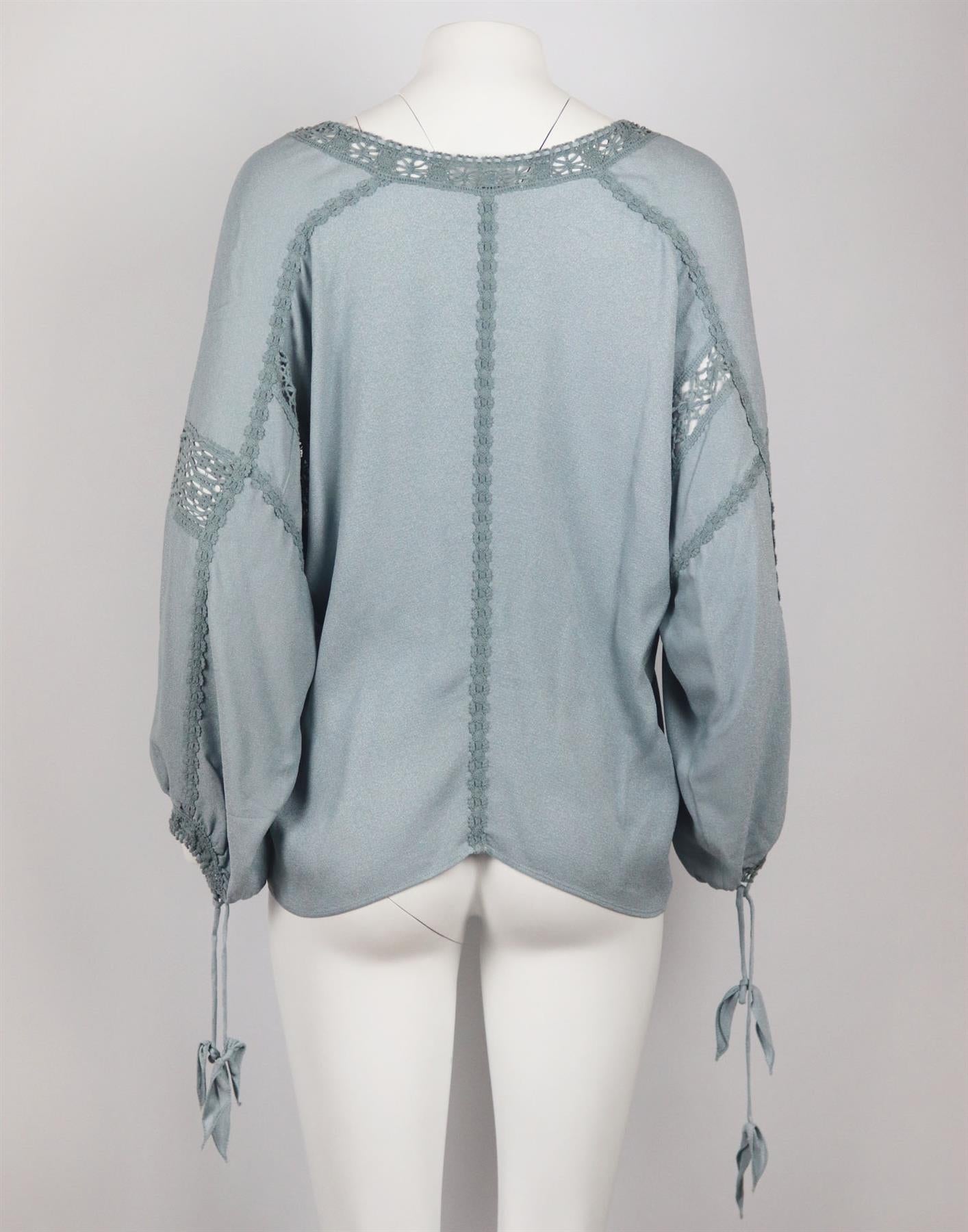 ETRO CROCHET TRIMMED CREPE DE CHINE TOP IT 42 UK 10