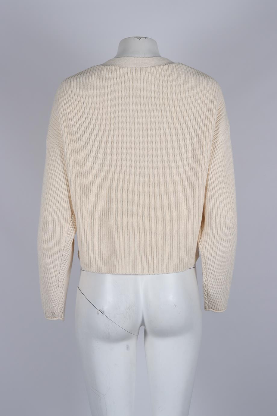 REFORMATION RIBBED COTTON CARDIGAN MEDIUM