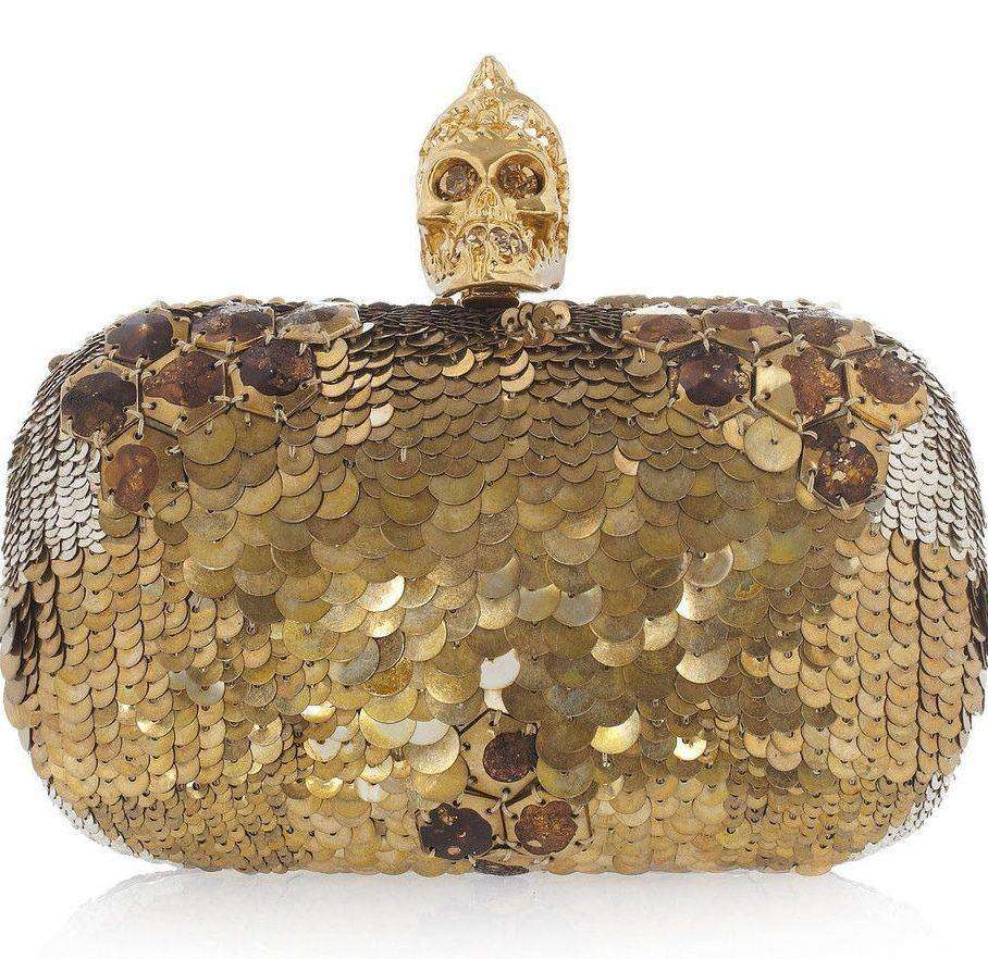 ALEXANDER MCQUEEN JAW SKULL SEQUINED BOX CLUTCH