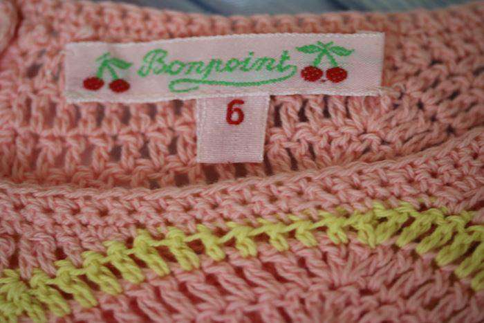 BONPOINT GIRLS PINK ZIG ZAG KNIT MIDI DRESS 6 YEARS