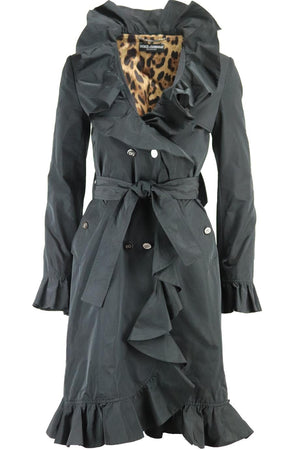 DOLCE AND GABBANA BELTED DOUBLE BREASTED SHELL TRENCH COAT IT 40 UK 8
