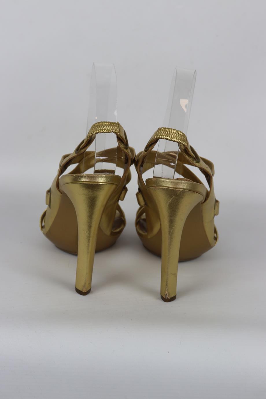 DIANE VON FURSTENBERG METALLIC LEATHER SANDALS EU 39.5 UK 6.5 US 9.5