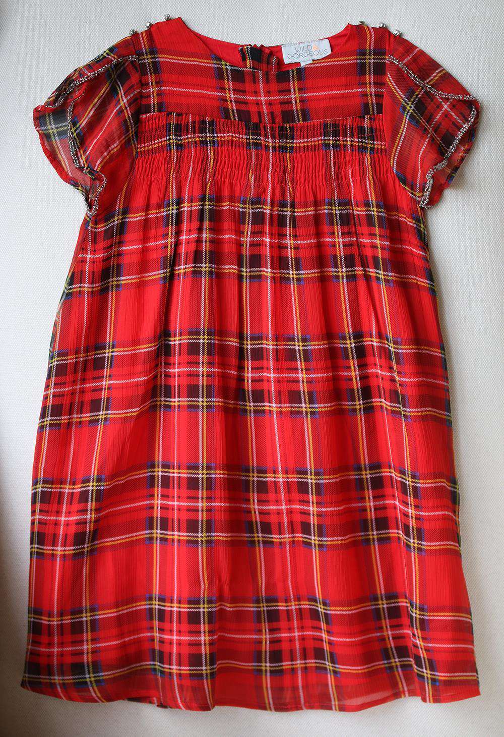 WILD AND GORGEOUS KIDS GIRLS TARTAN CHIFFON DRESS 4-5 YEARS