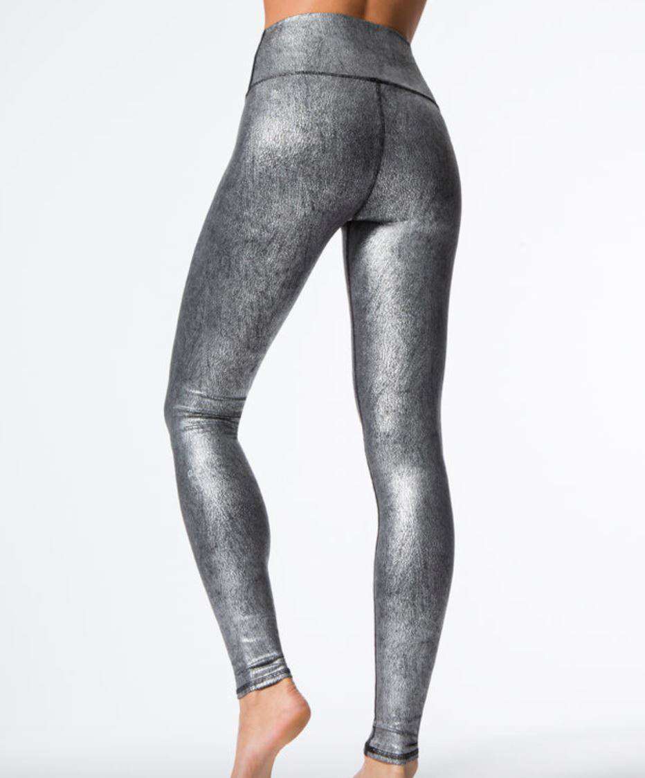 ALO YOGA HIGH-WAISTED AIRBRUSH METALLIC LEGGINGS XXSMALL