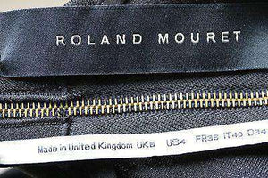 ROLAND MOURET METALLIC MATELASSE-PANELED CREPE TOP UK 8