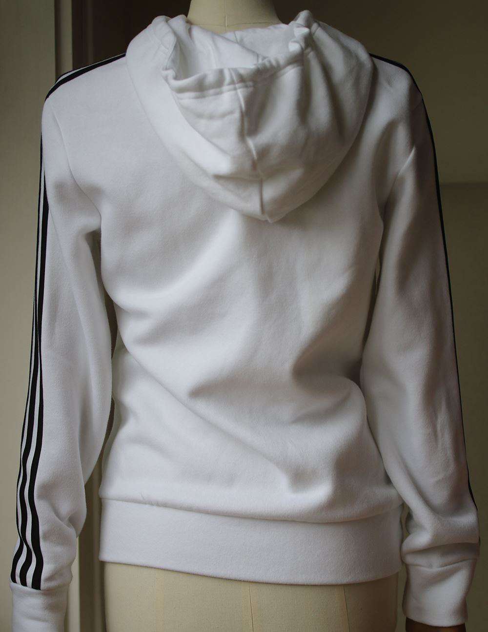 ADIDAS ESSENTIALS 3 STRIPE ZIP-UP HOODIE SMALL
