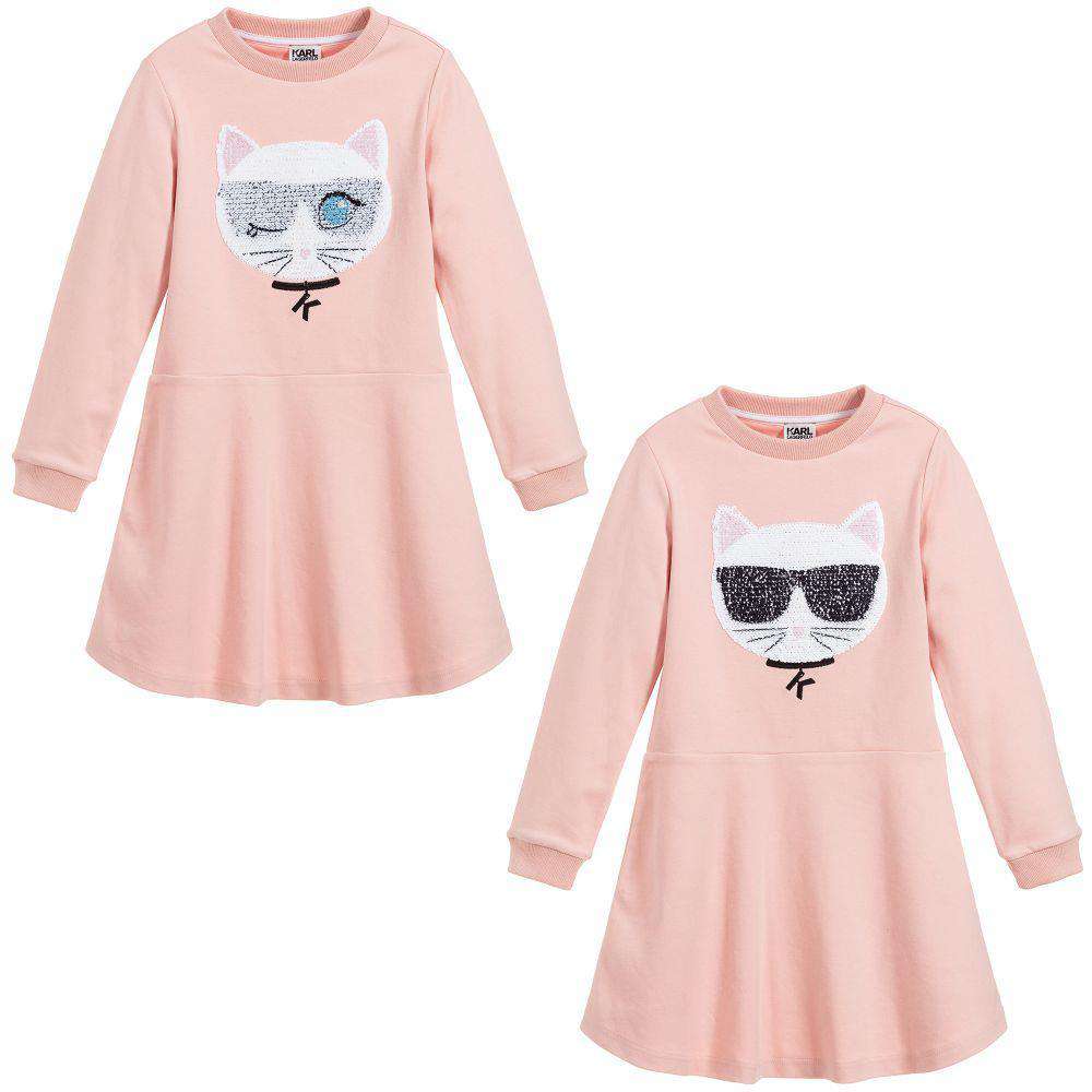 KARL LAGERFELD KIDS GIRLS COTTON JERSEY DRESS 6 YEARS