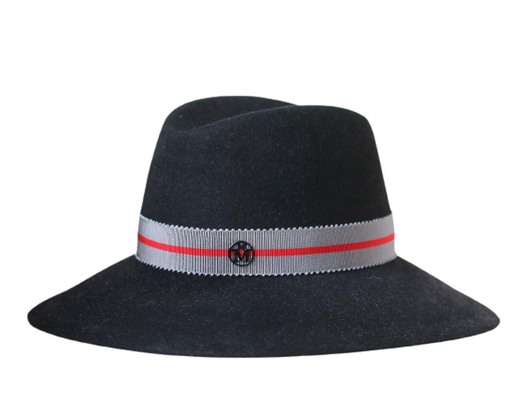 MAISON MICHEL KATE GROSGRAIN TRIMMED RABBIT FELT FEDORA MEDIUM