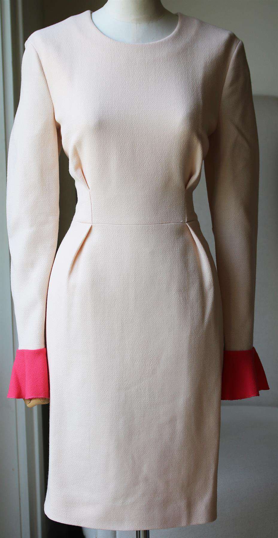 ROKSANDA ILINCIC IZUMI TWO TONE WOOL CREPE DRESS UK 14