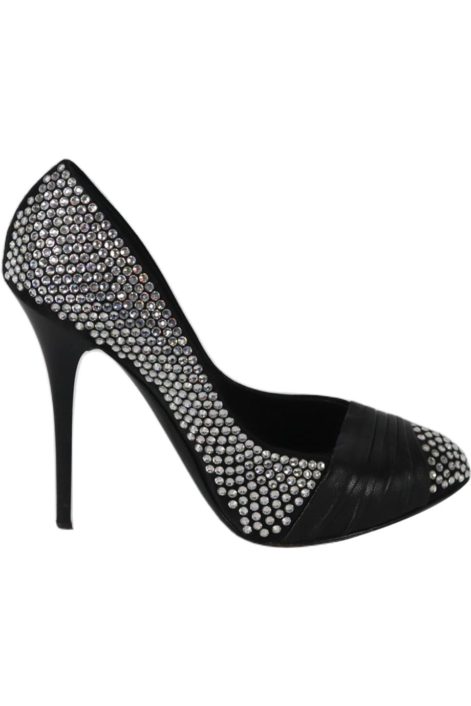GIUSEPPE ZANOTTI CRYSTAL EMBELLISHED SATIN AND LEATHER PUMPS EU 39 UK 6 US 9