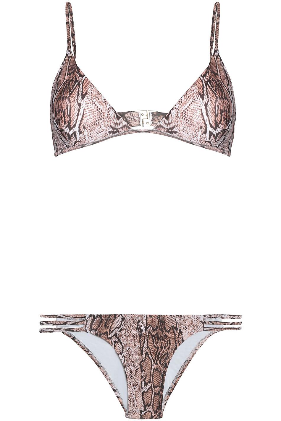 MELISSA ODABASH BALI SNAKE PRINT TRIANGLE BIKINI UK 10/14