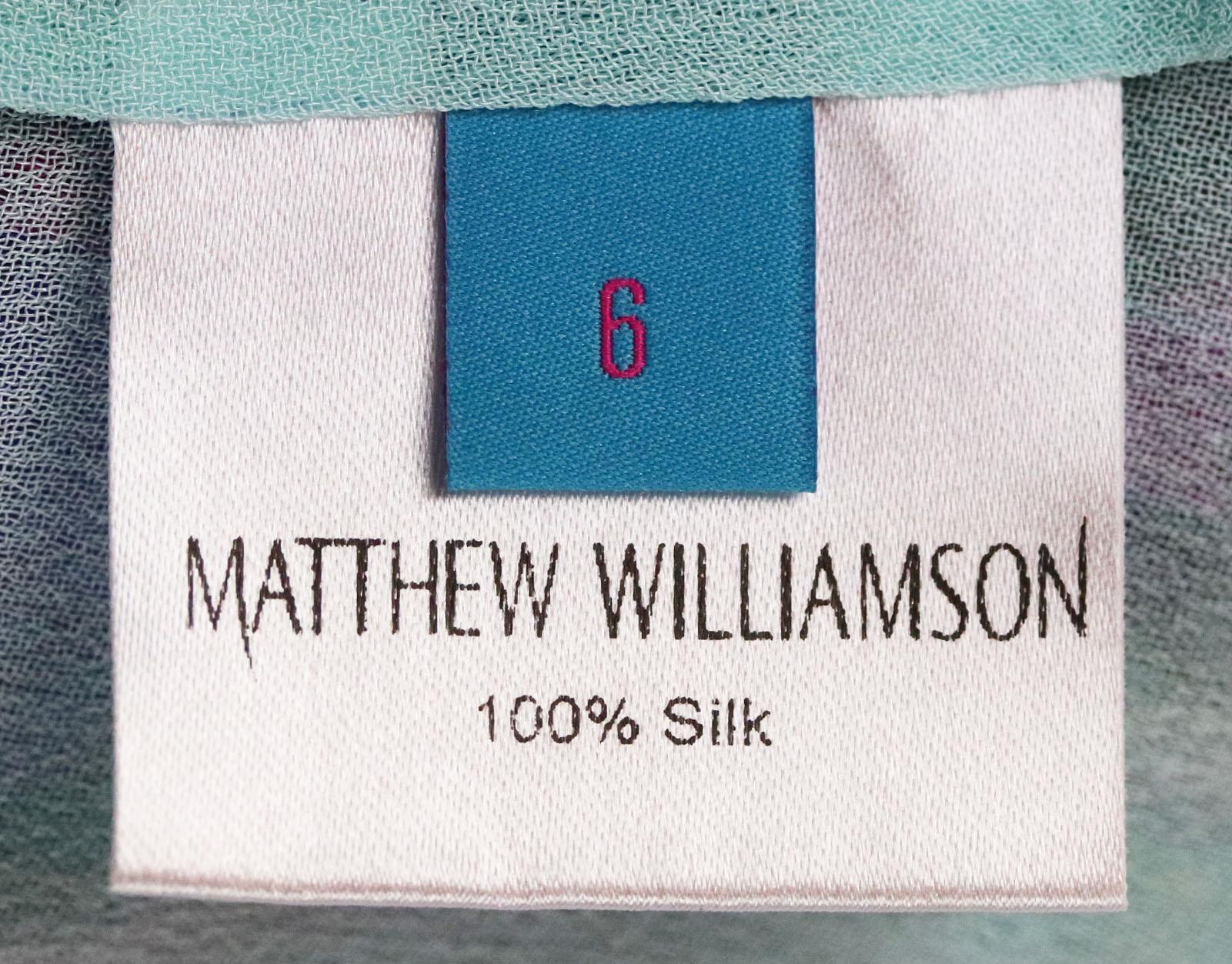 MATTHEW WILLIAMSON ESCAPE PRINTED SILK MINI DRESS UK 6