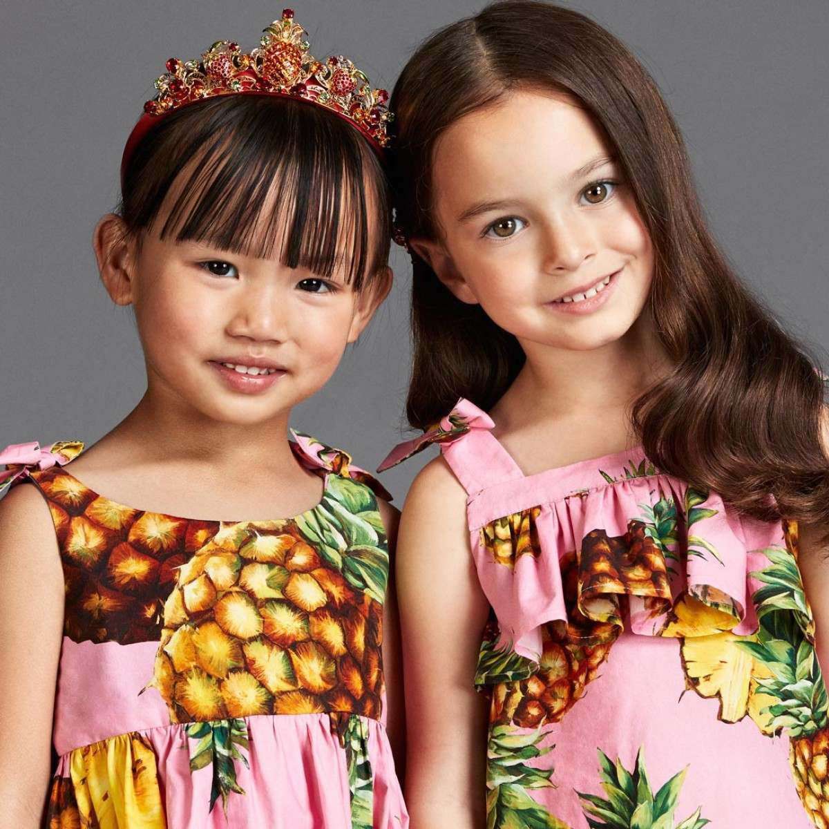 DOLCE & GABBANA GIRLS PINK PINEAPPLE PRINT DRESS 4 YEARS