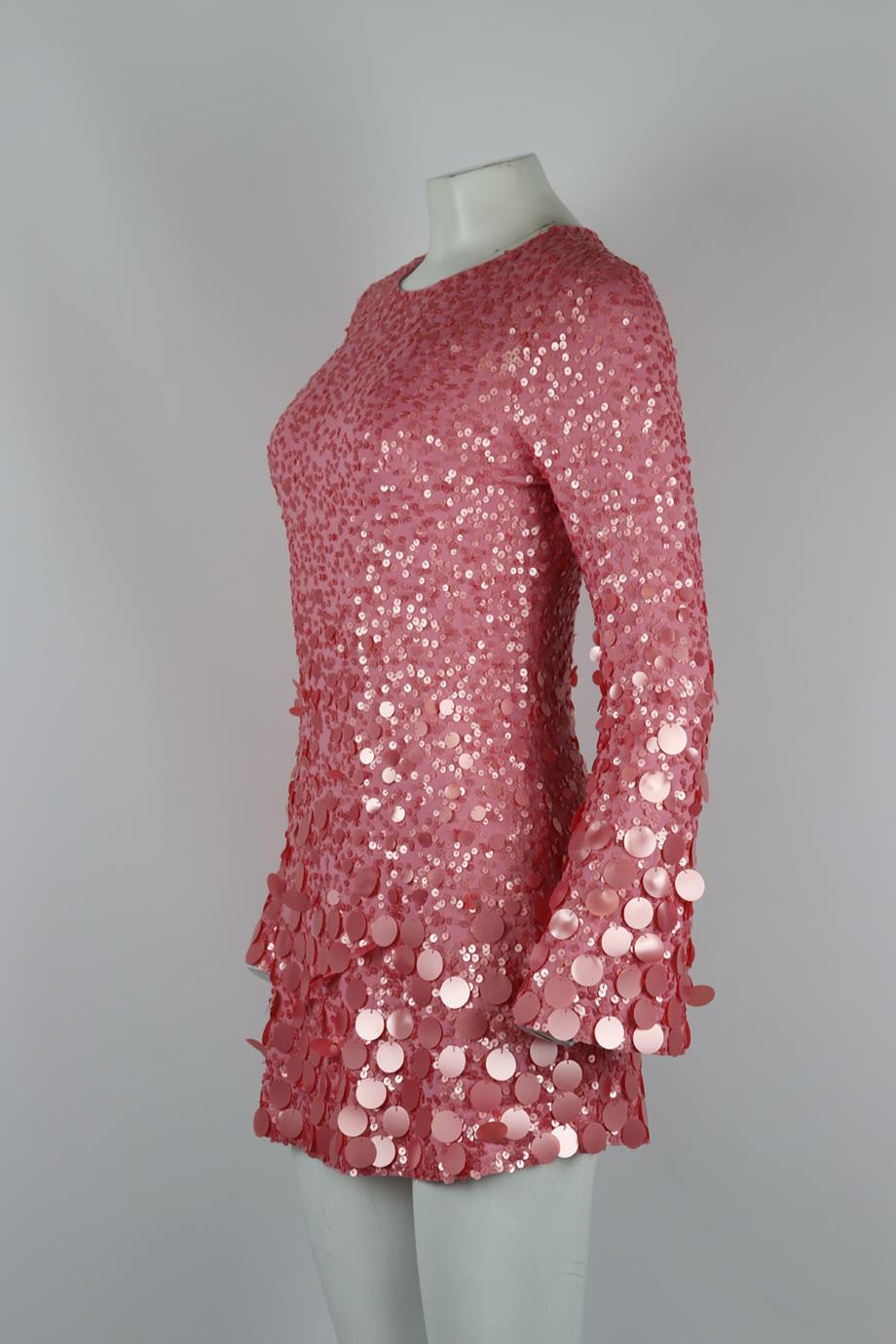 LOVESHACKFANCY SEQUINNED STRETCH JERSEY MINI DRESS XSMALL