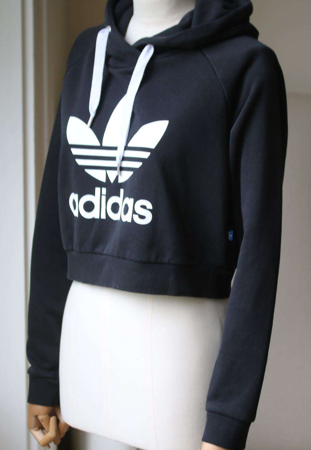 ADIDAS ORIGINALS CROPPED HOODIE WITH TREFOIL LOGO UK 8