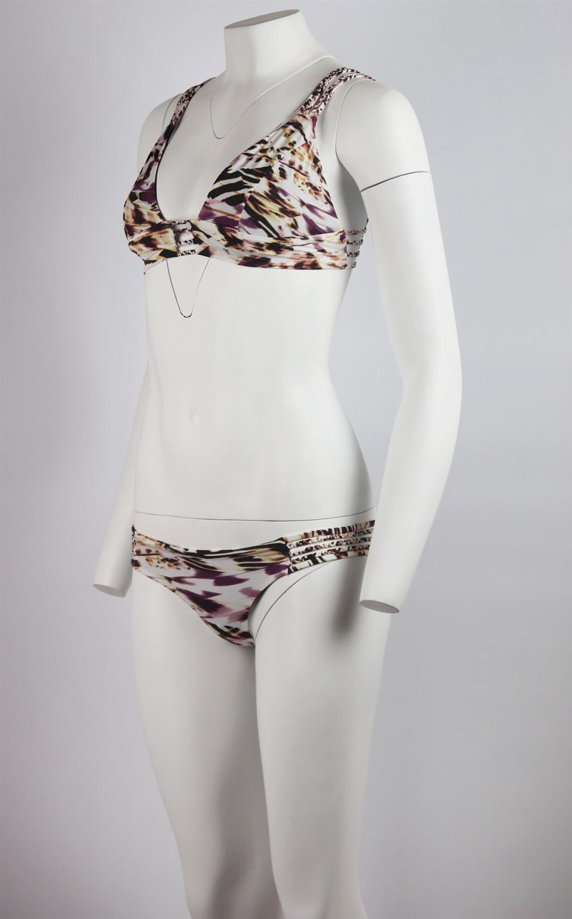 VITAMIN A CUTOUT PRINTED TRIANGLE BIKINI SMALL/MEDIUM