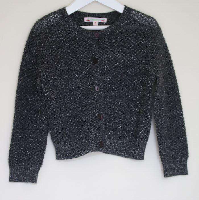 BONPOINT GIRLS GREY SPARKLE WOOL BLEND CARDIGAN 4 YEARS