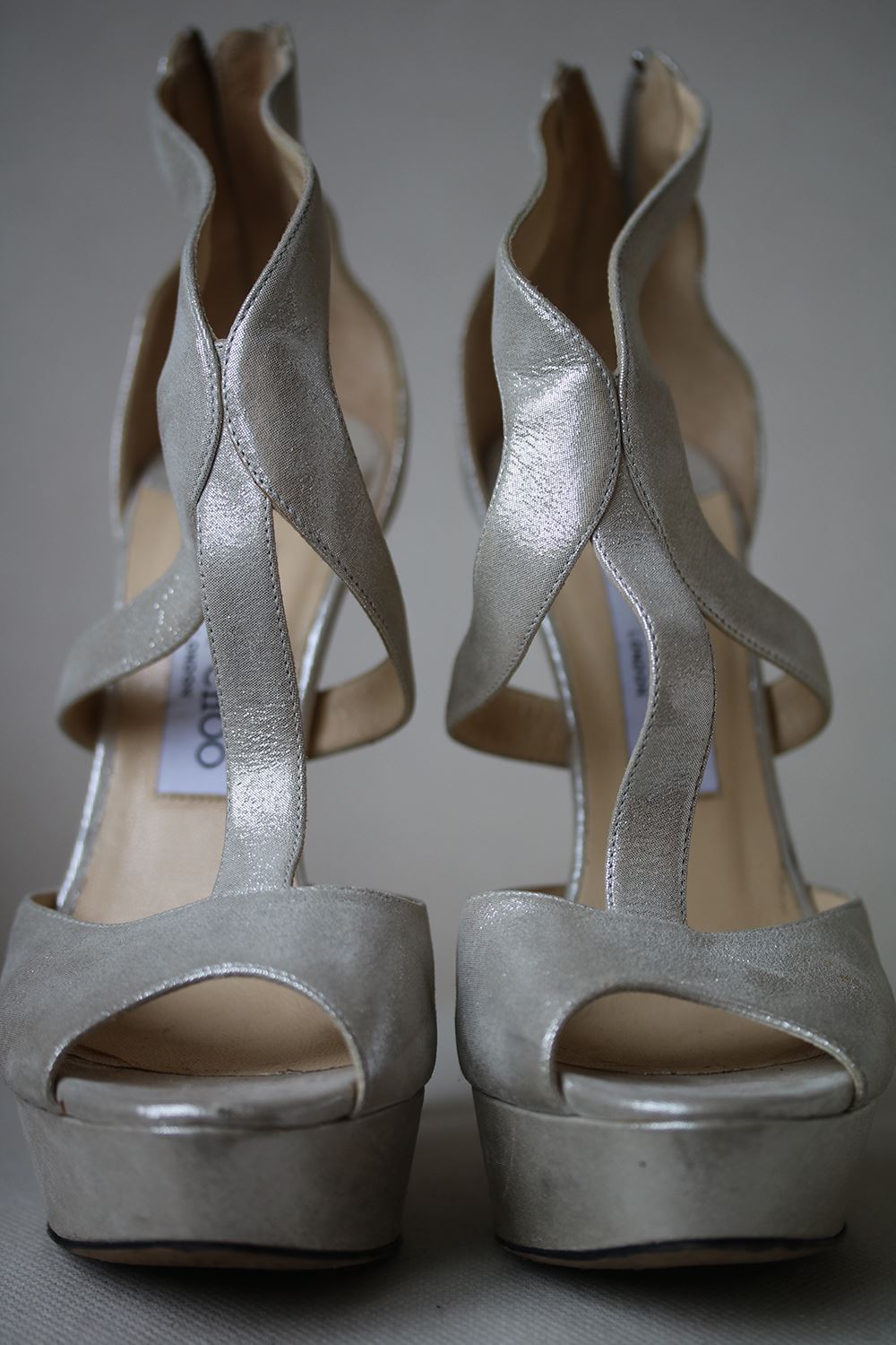 JIMMY CHOO SHIMMER SUEDE PLATFORM HEELS EU 38.5 UK 5.5 US 8.5