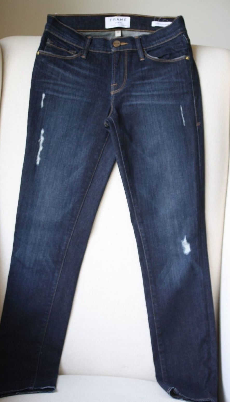 FRAME DENIM LE SKINNY DE JEANNE DISTRESSED JEANS IN LOS FELIZ W25 UK 6/8
