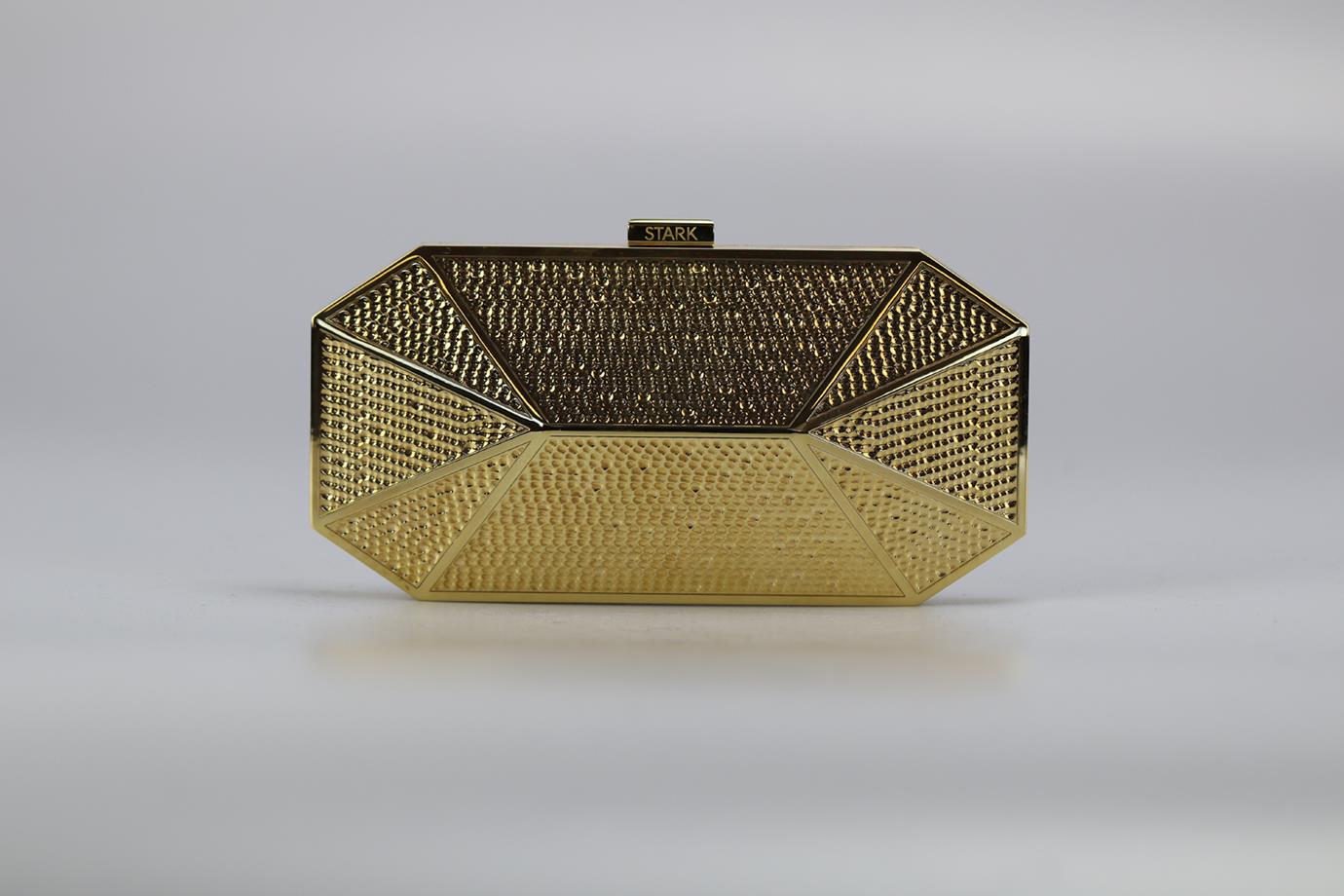 STARK EMBOSSED GOLD TONE CLUTCH