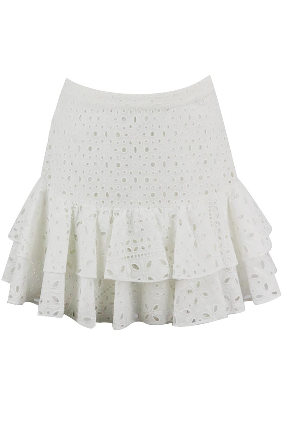 CHARO RUIZ BRODERIE ANGLAISE COTTON BLEND MINI SKIRT SMALL