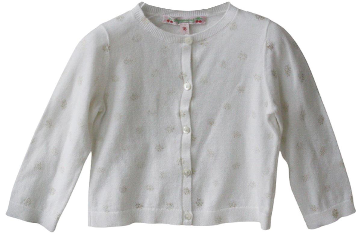 BONPOINT CREAM AND SPARKLY GOLD BABY CARDIGAN 2 YEARS