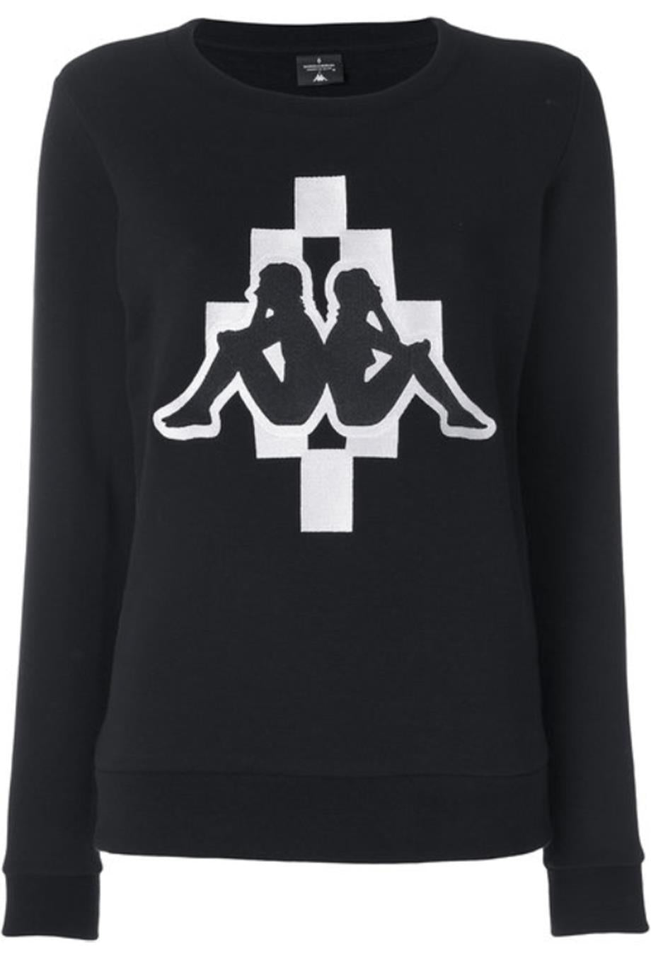 MARCELO BURLON + KAPPA EMBROIDERED COTTON BLEND JERSEY SWEATSHIRT MEDIUM