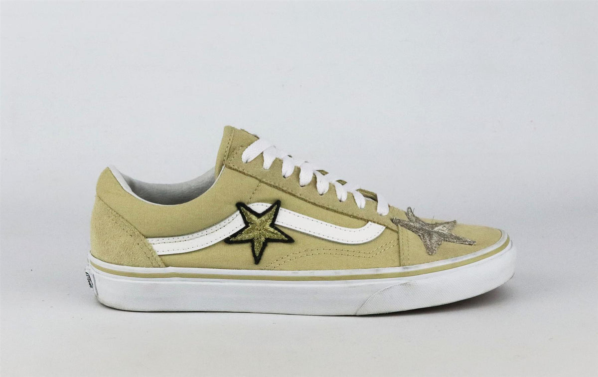 VANS OLD SKOOL EMBROIDERED CANVAS AND SUEDE SNEAKERS EU 38.5 UK 5.5 US 8