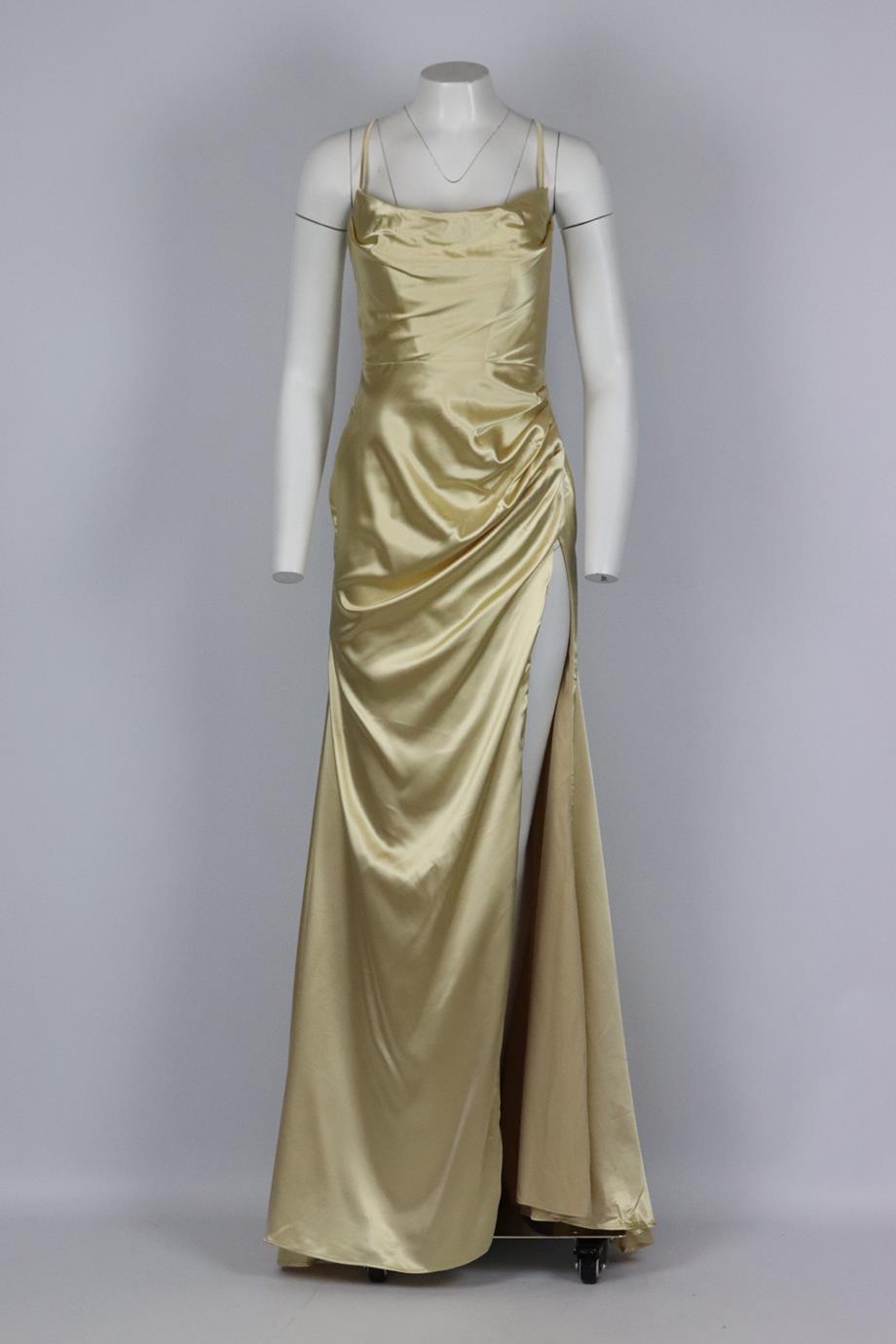 TO THE NINES OPEN BACK DRAPED SATIN GOWN UK 10