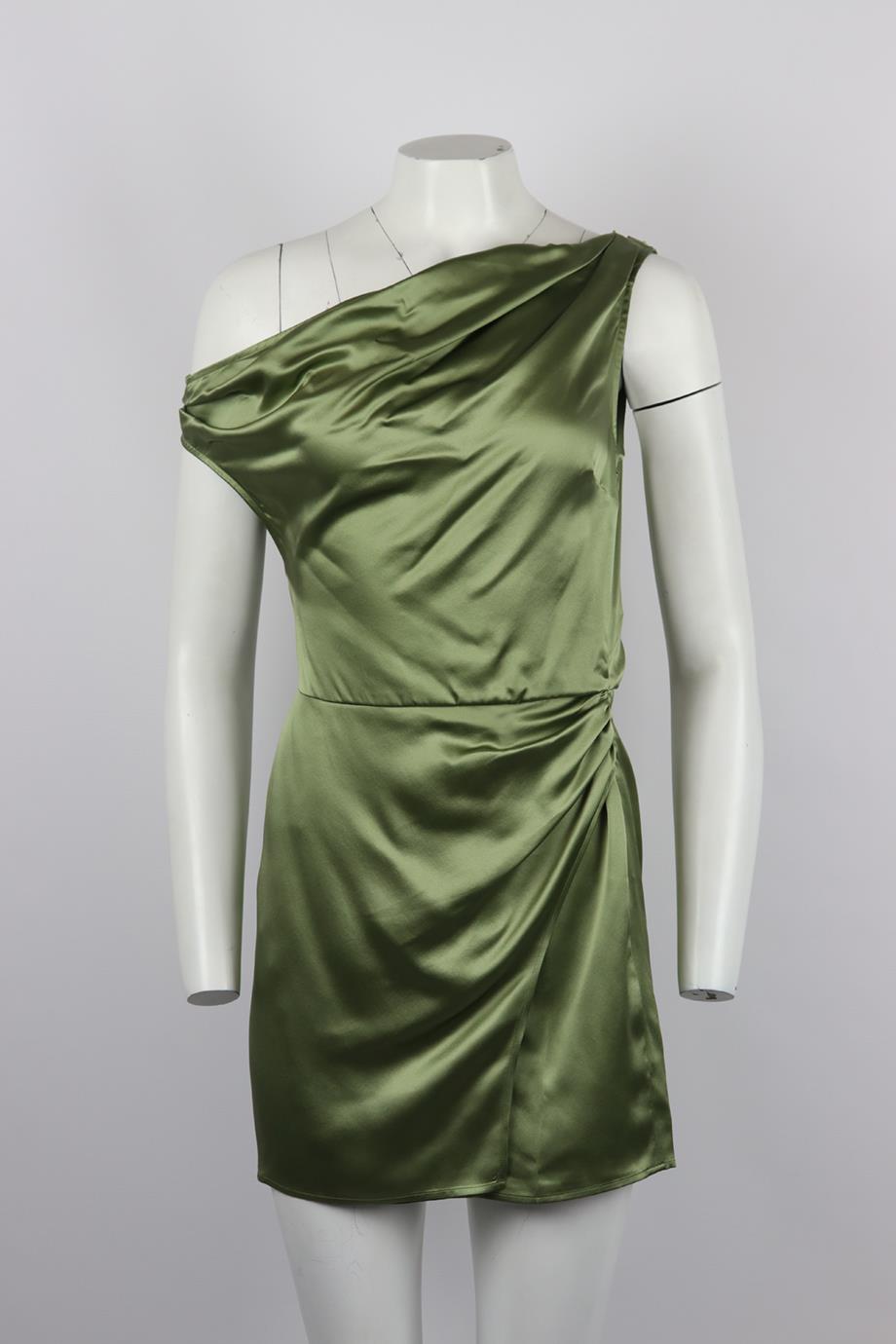 REFORMATION ONE SHOULDER DRAPED SILK MINI DRESS US 2 UK 6