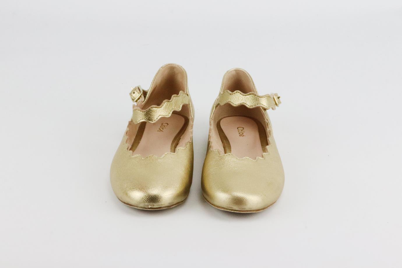 CHLOÉ METALLIC LEATHER BALLERINA FLATS EU 31 UK 12.5