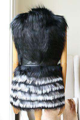 YIGAL AZROUEL LEATHER AND FOX FUR VEST GILET MEDIUM