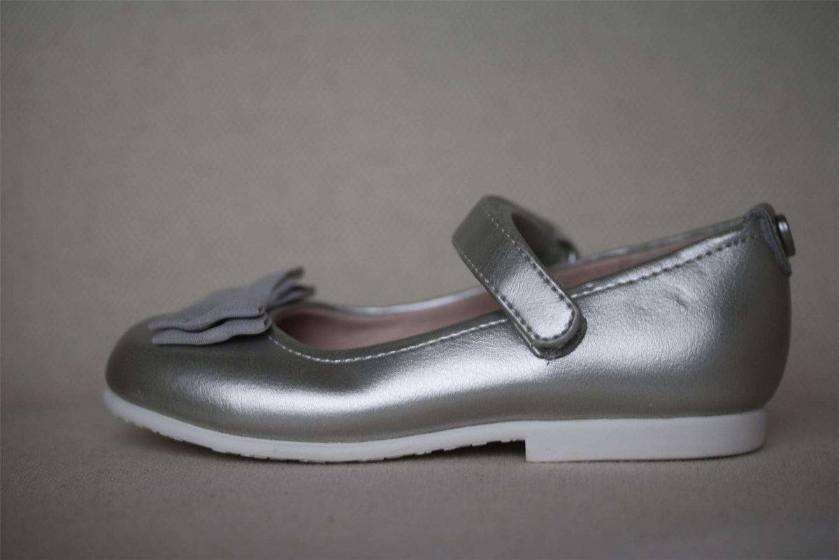 MAYORAL GIRLS SILVER SHOES WITH ORGANZA BOW EU 24 UK 7