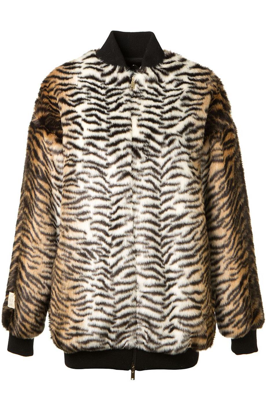 STELLA MCCARTNEY TIGER PRINT FAUX FUR BOMBER JACKET IT 36 UK 4