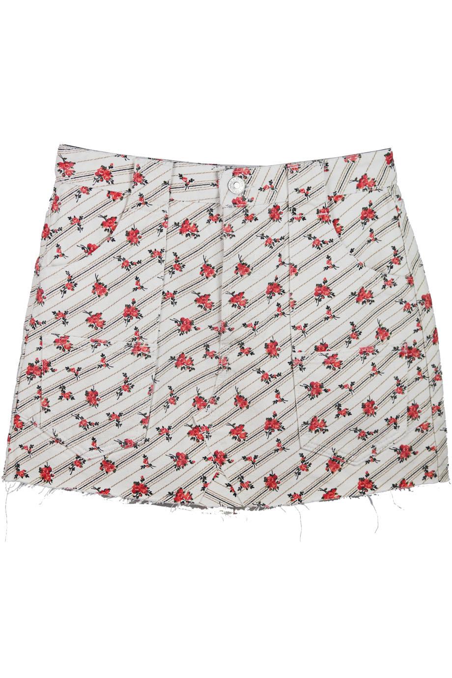 RE/DONE FLORAL PRINTED DENIM MINI SKIRT W25 UK 6/8