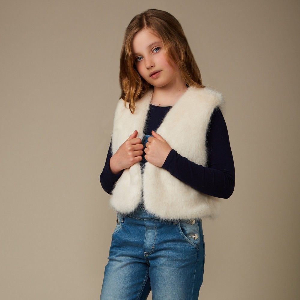 HELEN MOORE GIRLS ERMINE WHITE FAUX FUR WAISTCOAT GILET 4-6 YEARS