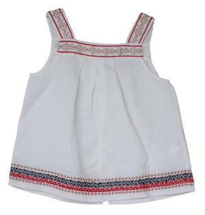 BONPOINT GIRLS WHITE EMBROIDERED SOLEIL TOP 4 YEARS