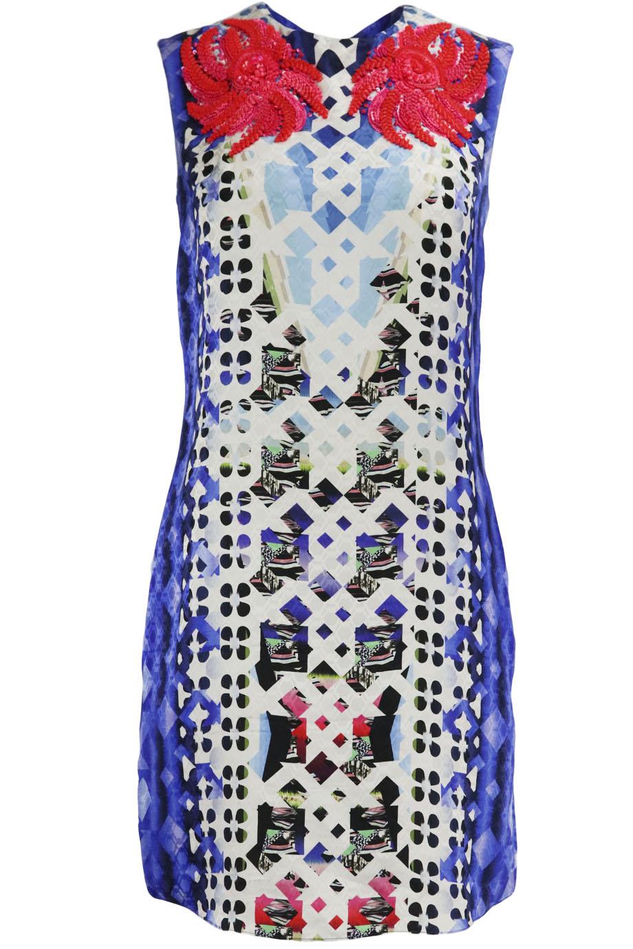 PETER PILOTTO EMBELLISHED PRINTED SILK MINI DRESS UK 8