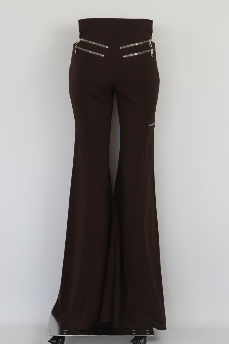 CHLOÉ ZIP DETAILED STRETCH WOOL FLARED PANTS FR 36 UK 8