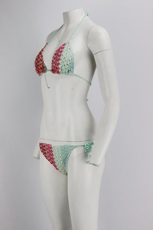 MISSONI MARE CROCHET KNIT HALTERNECK TRIANGLE BIKINI IT 42 UK 10