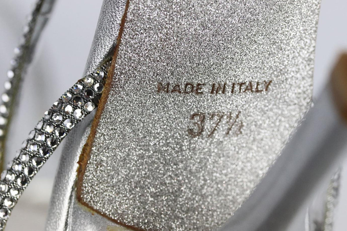 RENÉ CAOVILLA CRYSTAL EMBELLISHED LEATHER SANDALS EU 37.5 UK 4.5 US 7.5