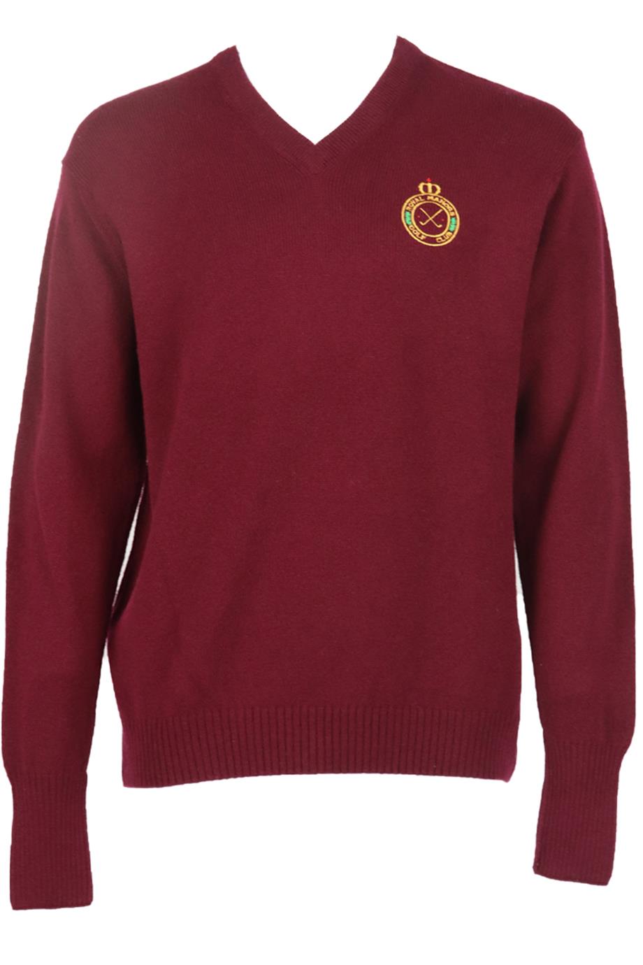 MANORS MEN'S EMBROIDERED WOOL SWEATER MEDIUM