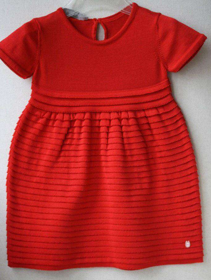 BABY DIOR RED SILK AND COTTON KNIT DRESS 18 MONTHS