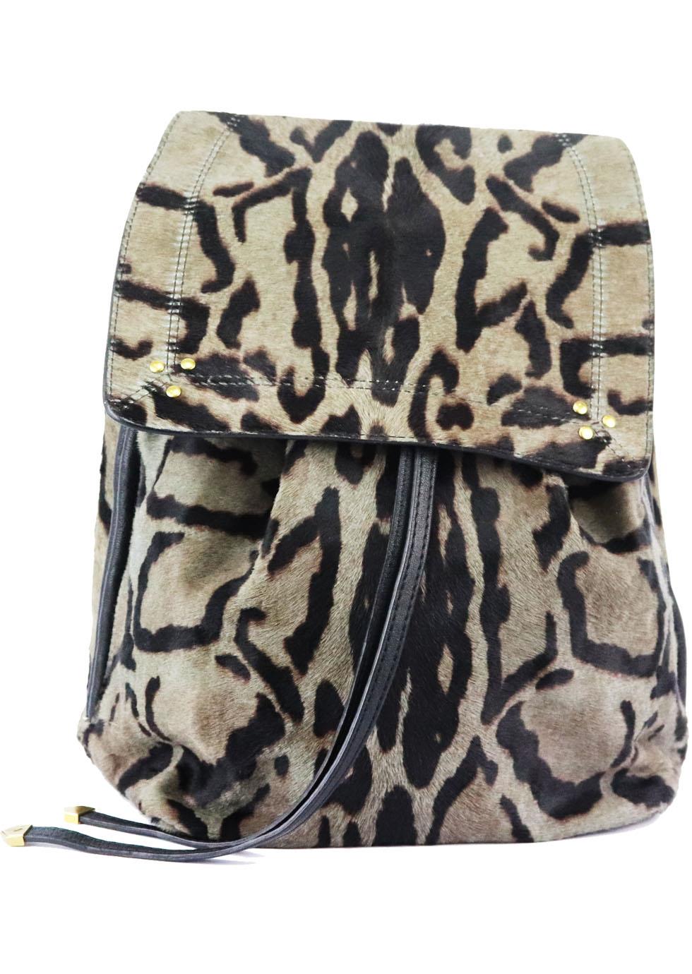 JÉRÔME DREYFUSS FLORENT LEOPARD PRINT CALF HAIR AND LEATHER BACKPACK