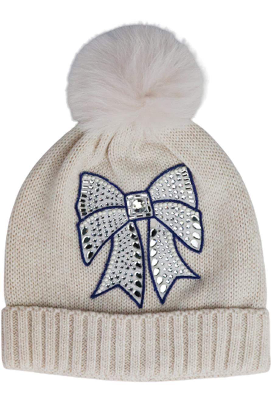 MONNALISA KIDS GIRLS FUR TRIMMED KNIT BEANIE MEDIUM