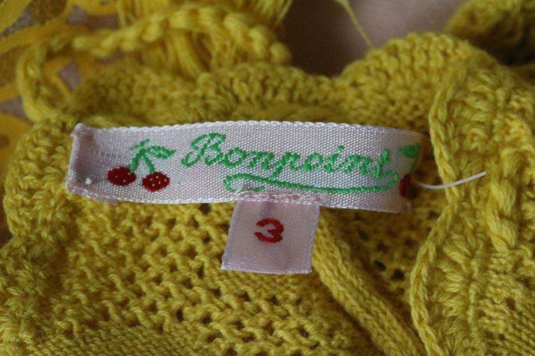 BONPOINT BABY CROCHET YELLOW SWEATER TOP 3 YEARS